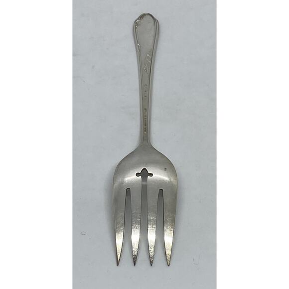 1936 Wm A Rogers A1 Meadowbrook 8” Serving Fork Silver Plate Heather Pattern - Picture 6 of 12
